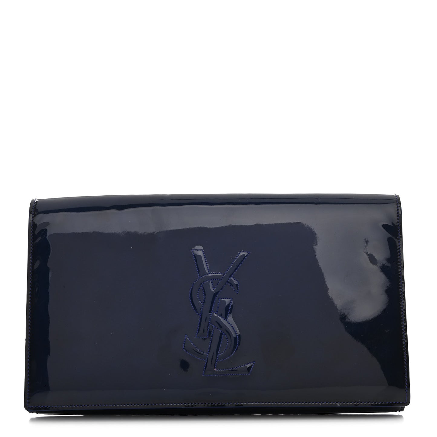 Patent Calfskin Monogram Large Belle De Jour Clutch Royal Blue