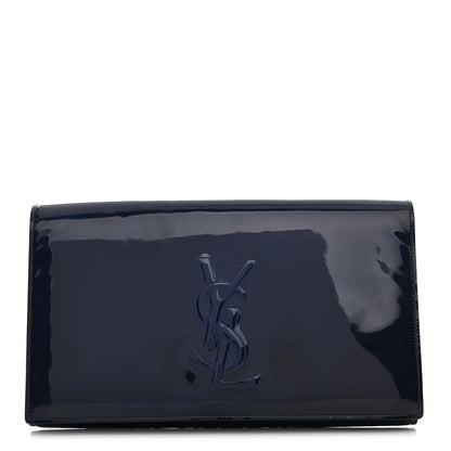 Saint Laurent Patent Calfskin Monogram Large Belle De Jour Clutch Royal Blue 1 of 12