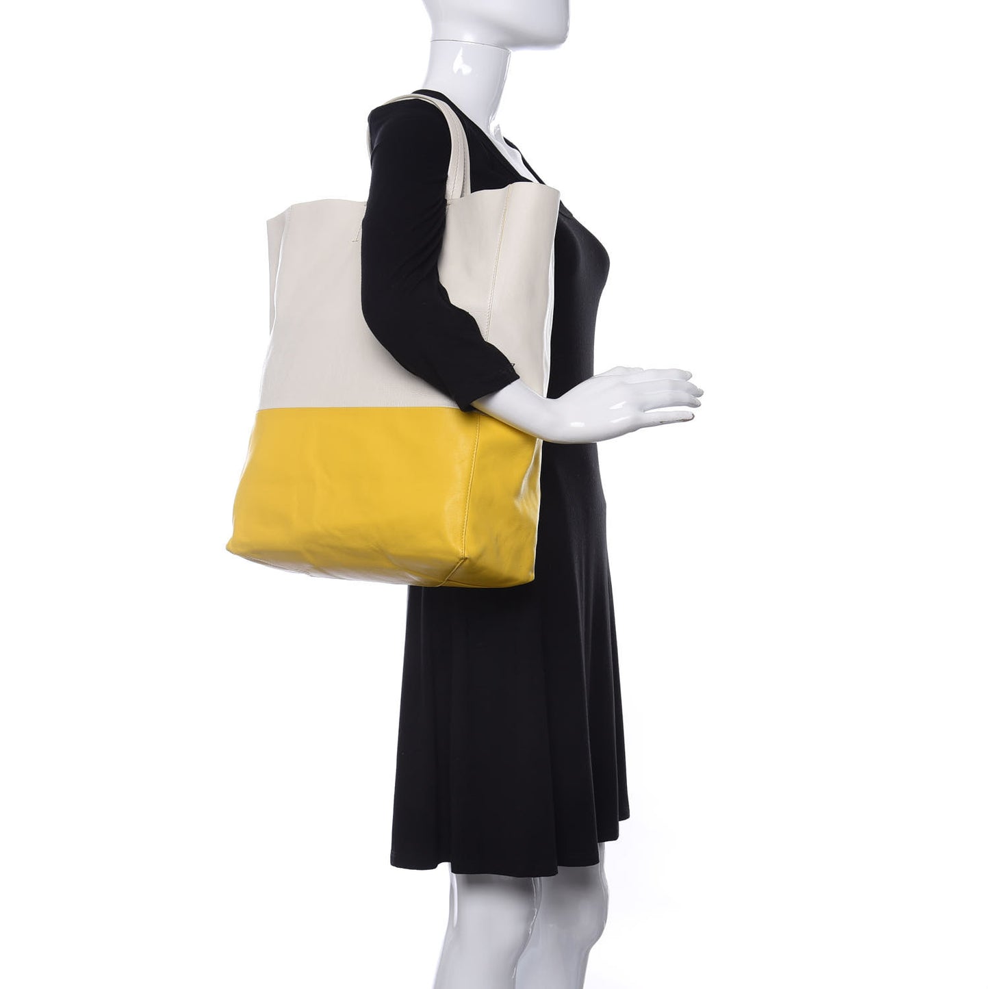 Lambskin Vertical Bi-Cabas White Sun Yellow