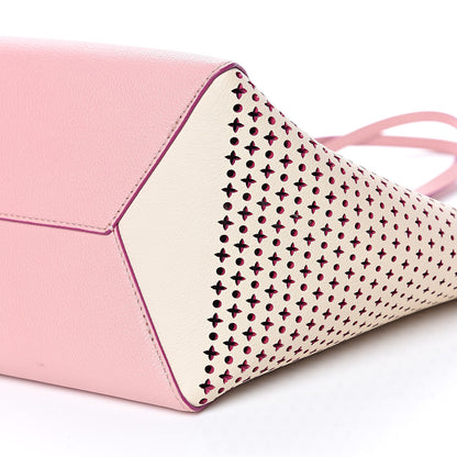 Louis Vuitton Calfskin Perforated Lockme Cabas Rose Poudre Creme 8 of 11