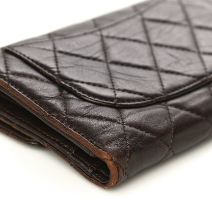 Chanel Lambskin Quilted Large Flap Wallet Dark Brown 14 of 30