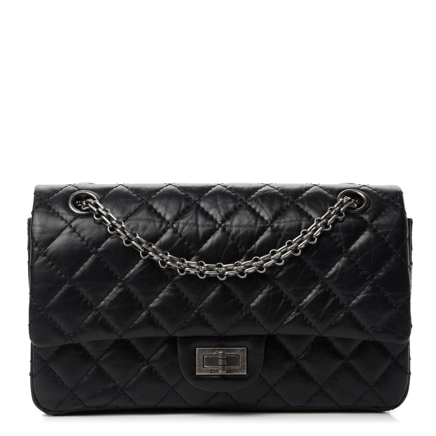 Aged Calfskin Quilted 2.55 Reissue 225 Flap Black