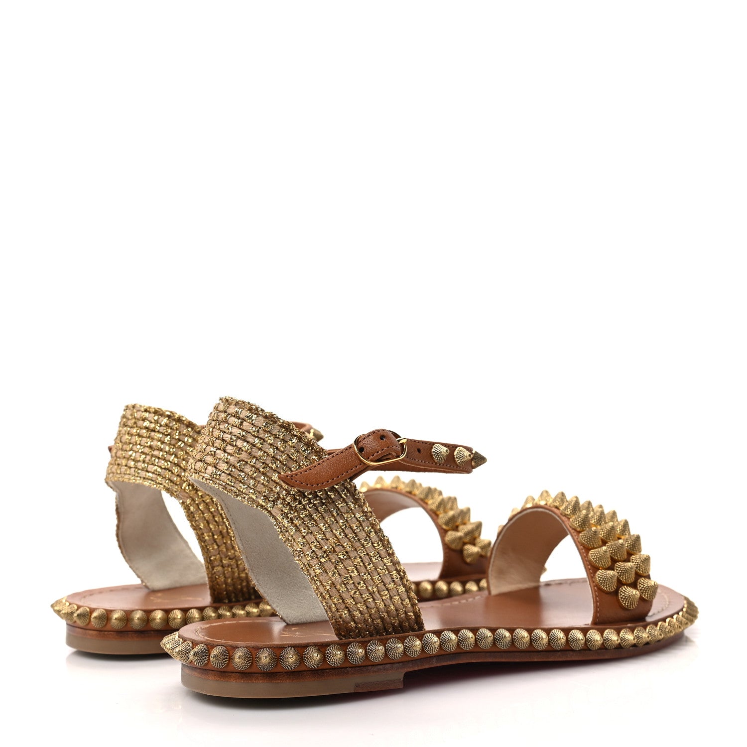 Christian Louboutin Specchio Cordorella Flat Sandals 36 Cuoio 4 of 8