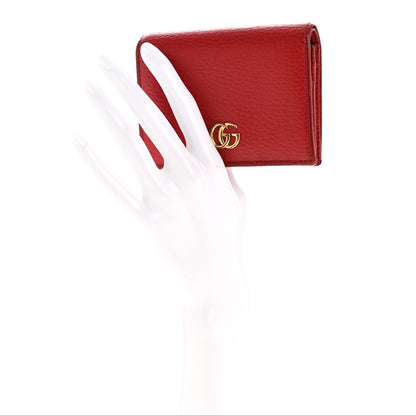 Gucci Dollar Calfskin GG Marmont Card Case Hibiscus Red 2 of 10