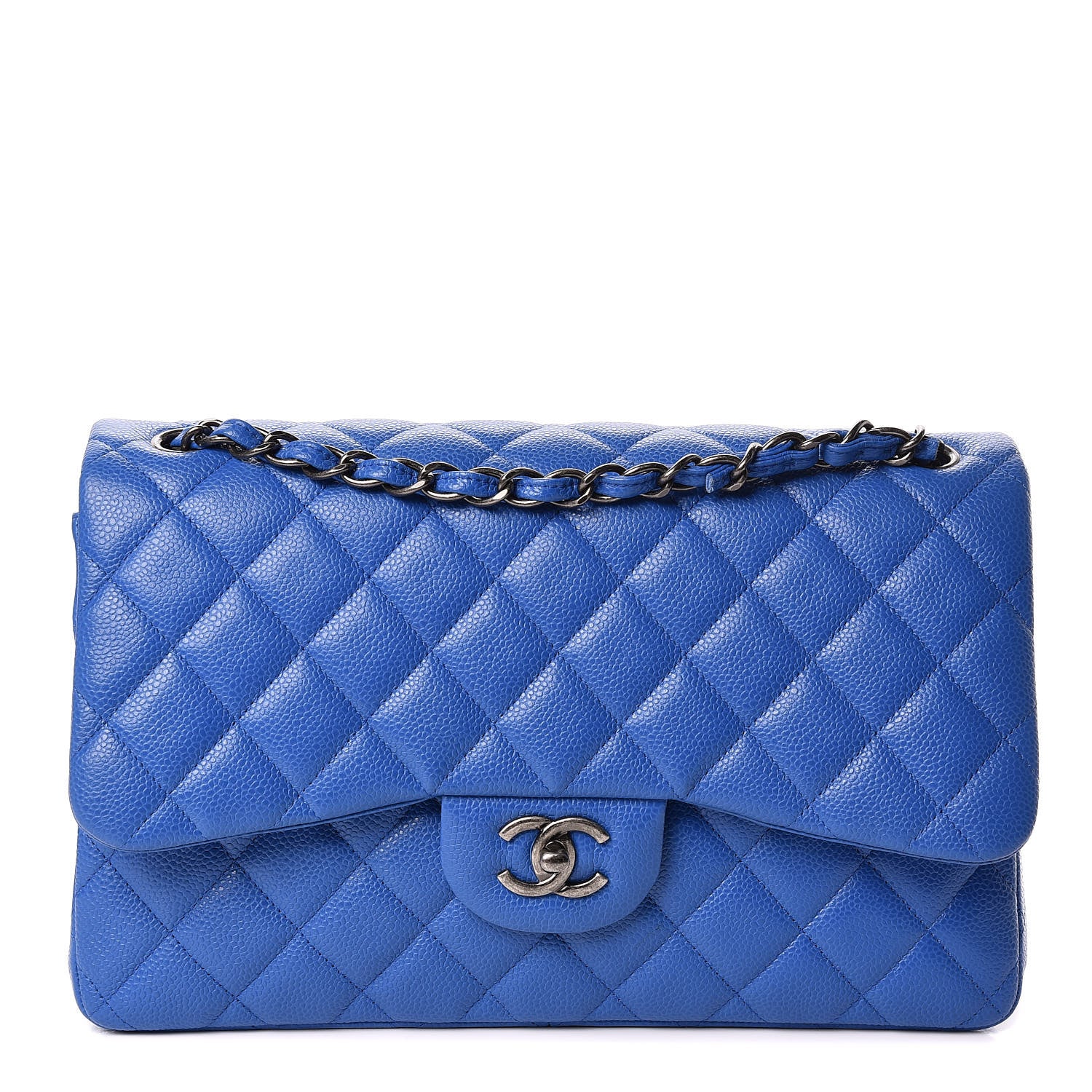 Chanel Caviar Quilted Jumbo Double Flap Blue 1 of 11