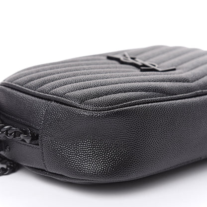 Saint Laurent Grain De Poudre Matelasse Monogram Mini Lou Camera Bag Black 8 of 10