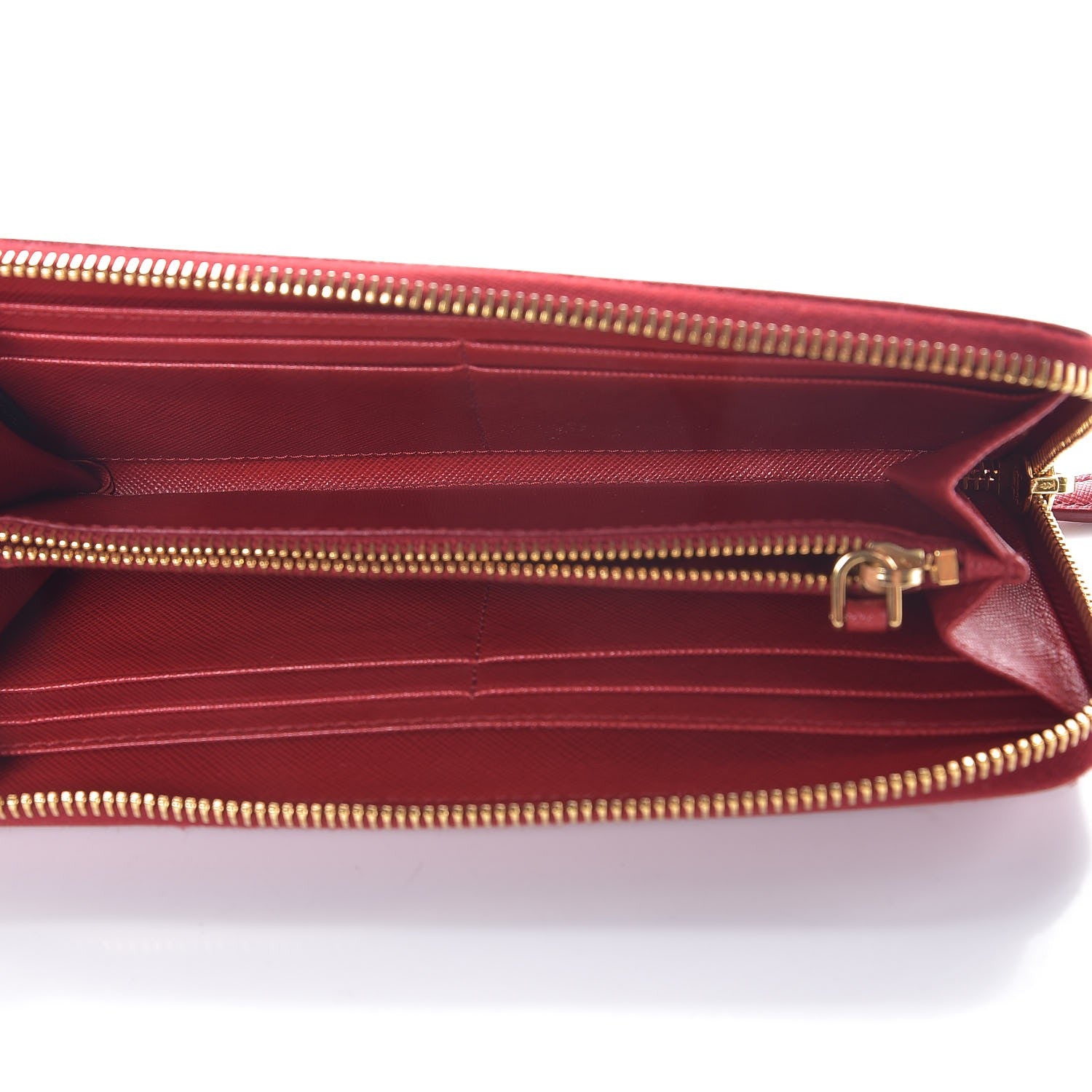 Prada Saffiano Metal Zip Around Wallet Fuoco 5 of 8