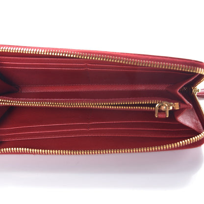 Prada Saffiano Metal Zip Around Wallet Fuoco 5 of 8