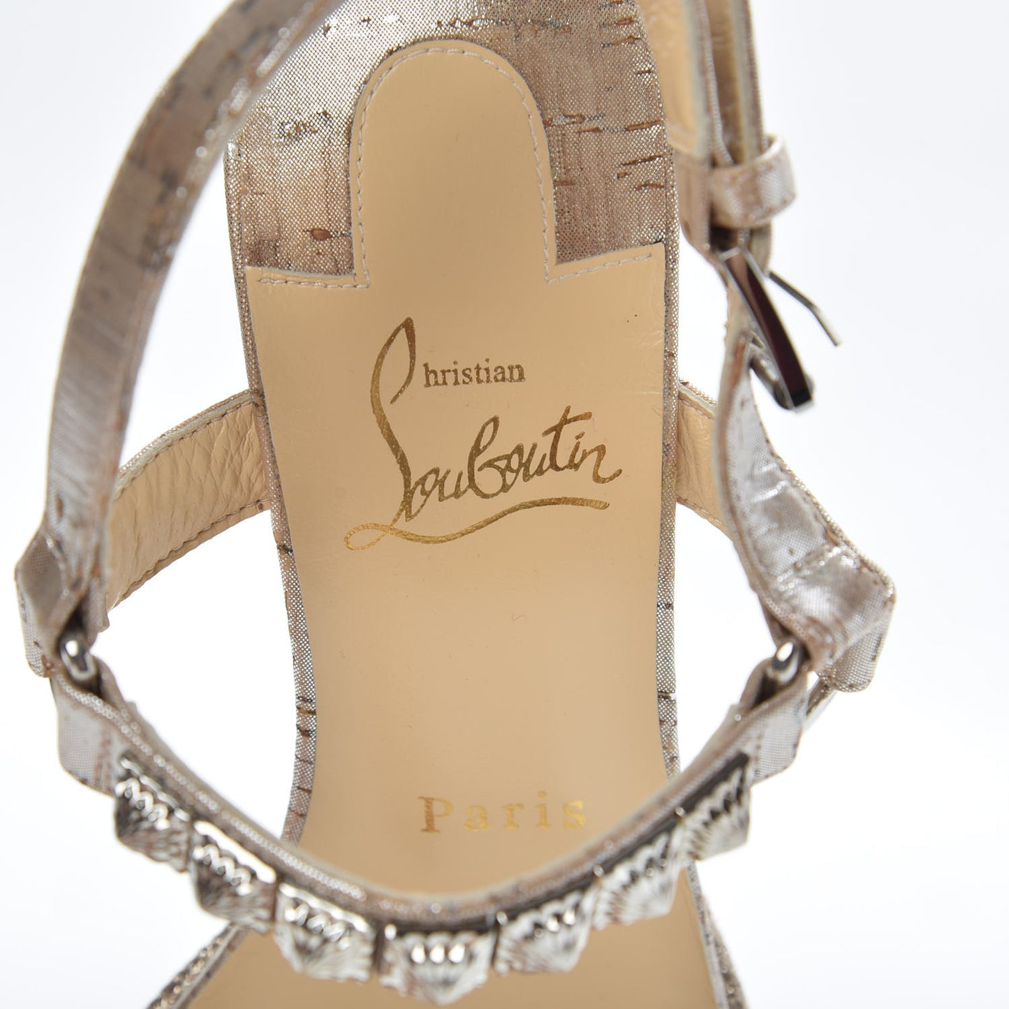 Cork Studded Pyradiams 110 Platform Sandals 38 Silver