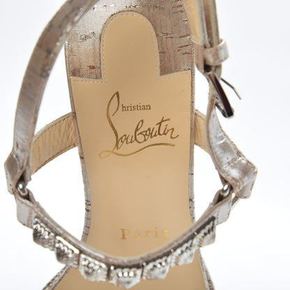 Christian Louboutin Cork Studded Pyradiams 110 Platform Sandals 38 Silver 6 of 8