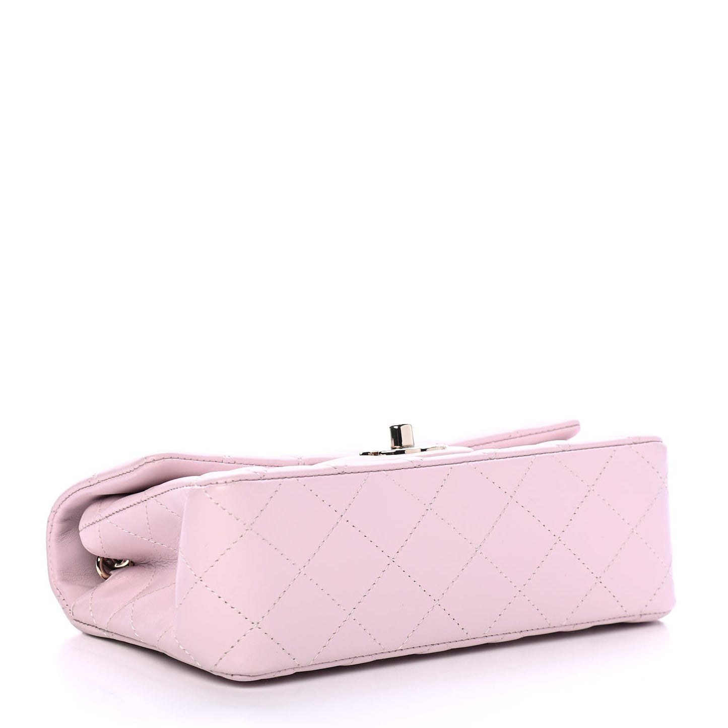 Lambskin Quilted Mini Rectangular Flap Light Pink