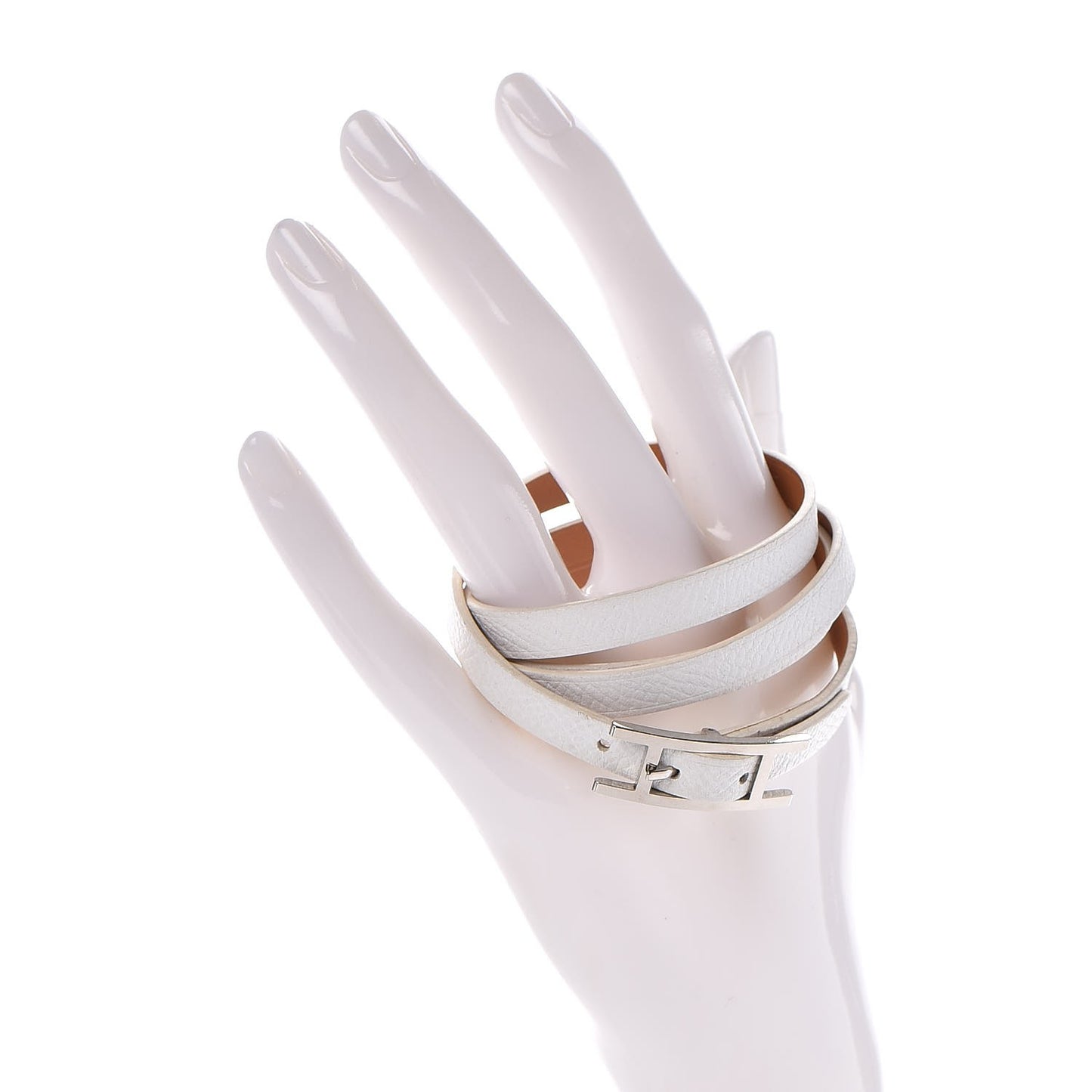 Epsom Hapi 3 MM Triple Tour Wrap Bracelet M White