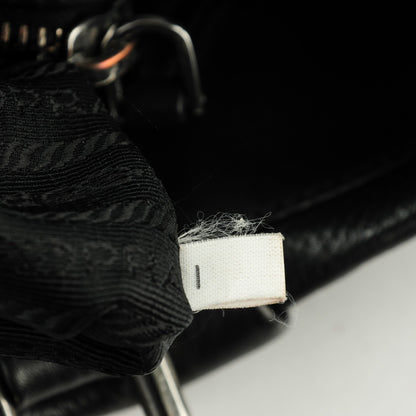 Prada Soft Calf Pleated Shopping Tote Nero Black 9 of 9