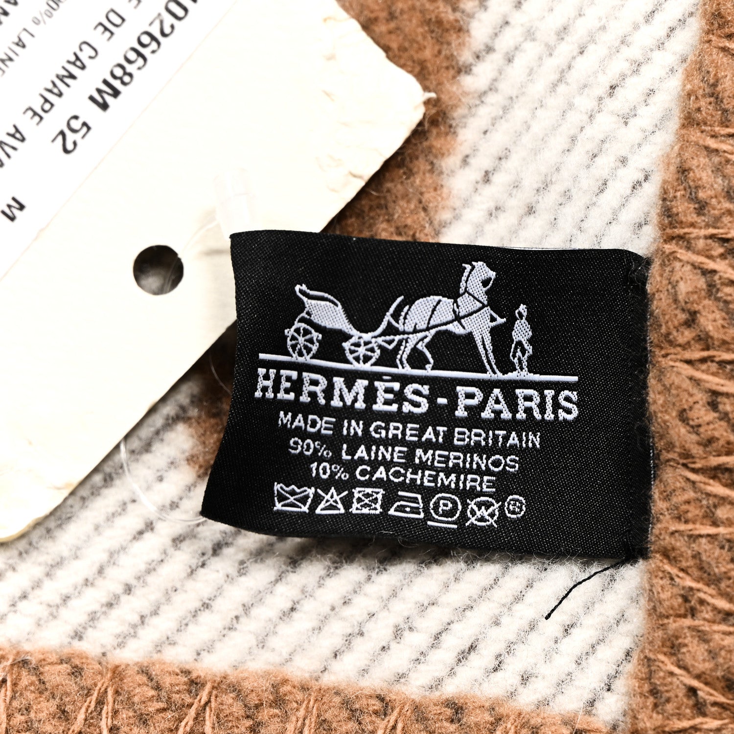 Hermes Wool Cashmere Avalon Blanket Ecru Camel 3 of 3