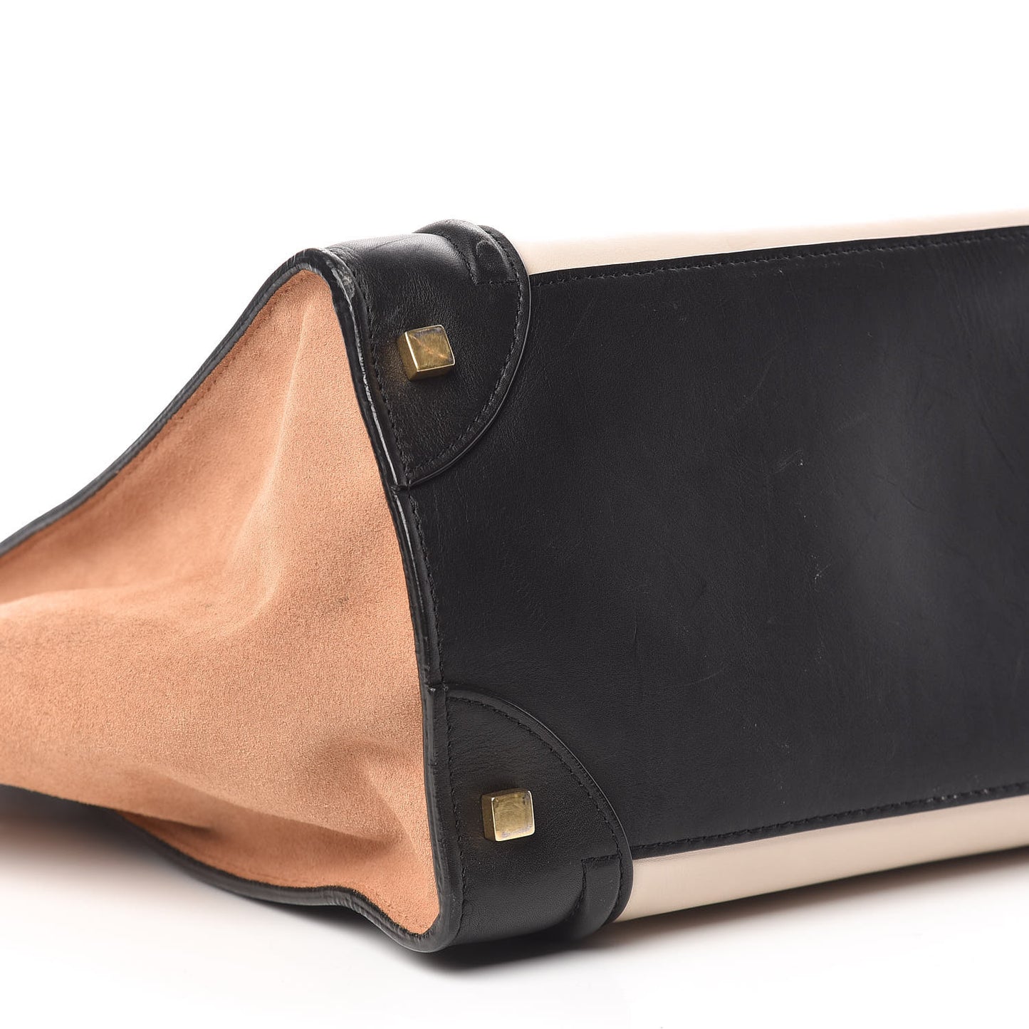 Satin Calfskin Suede Mini Tri-Color Luggage Seashell