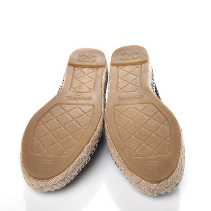 Chanel Tweed Patent Goatskin CC Espadrilles 40 Black 5 of 10