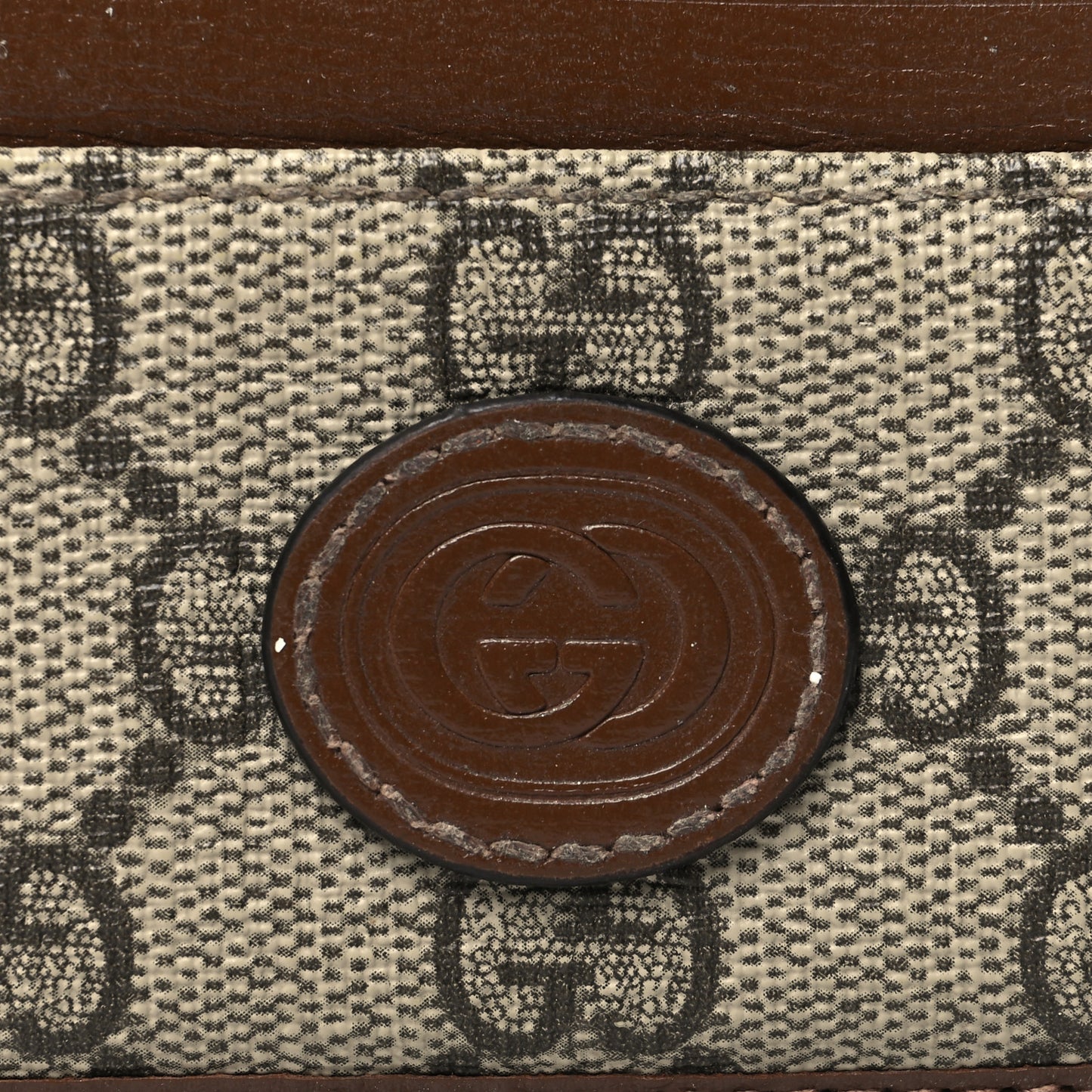 GG Supreme Monogram Azalea Calfskin Retro Interlocking G Card Holder Beige Ebony Brown Sugar
