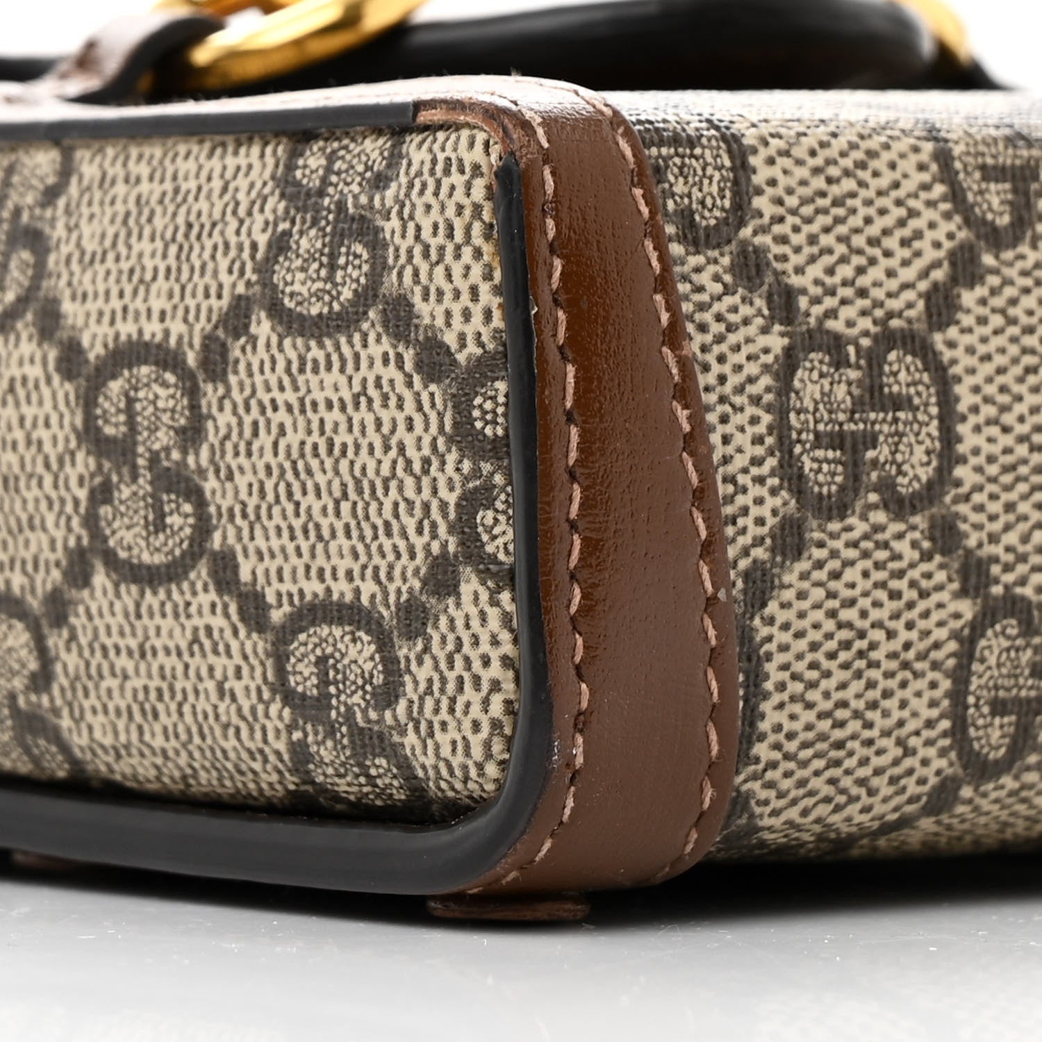 Gucci GG Supreme Monogram Mini Horsebit 1955 Crossbody Bag Beige Brown Sugar 9 of 17
