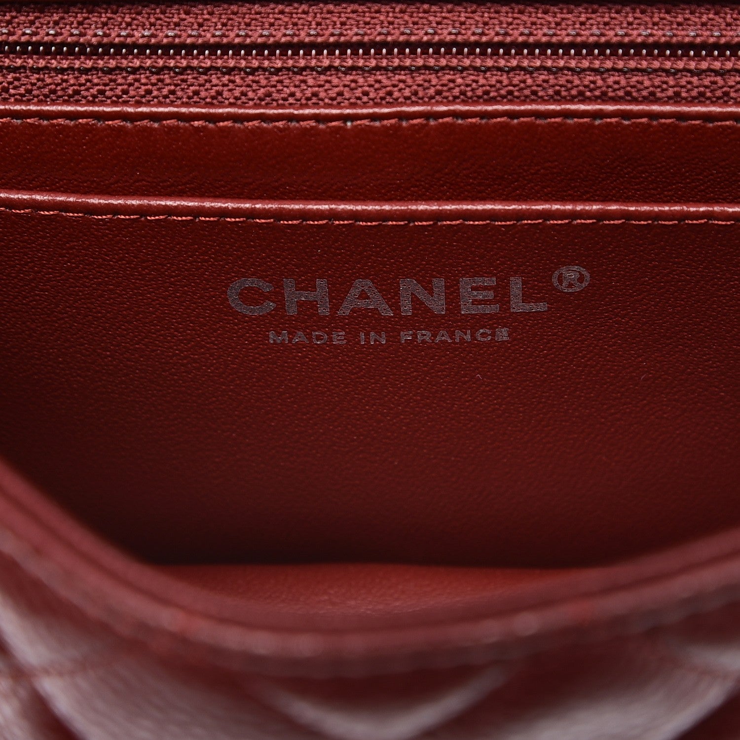 Chanel Caviar Quilted Mini Rectangular Flap Dark Red 6 of 8