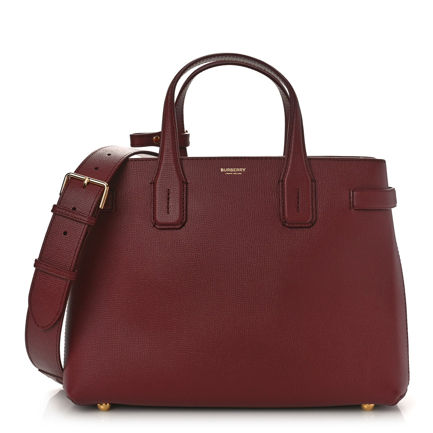 Grainy Calfskin House Check Medium Banner Tote Mahogany Red