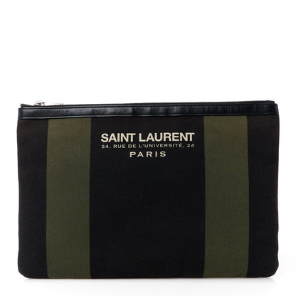Saint Laurent Classic Cotton Canvas Monogram Pouch Black 1 of 9