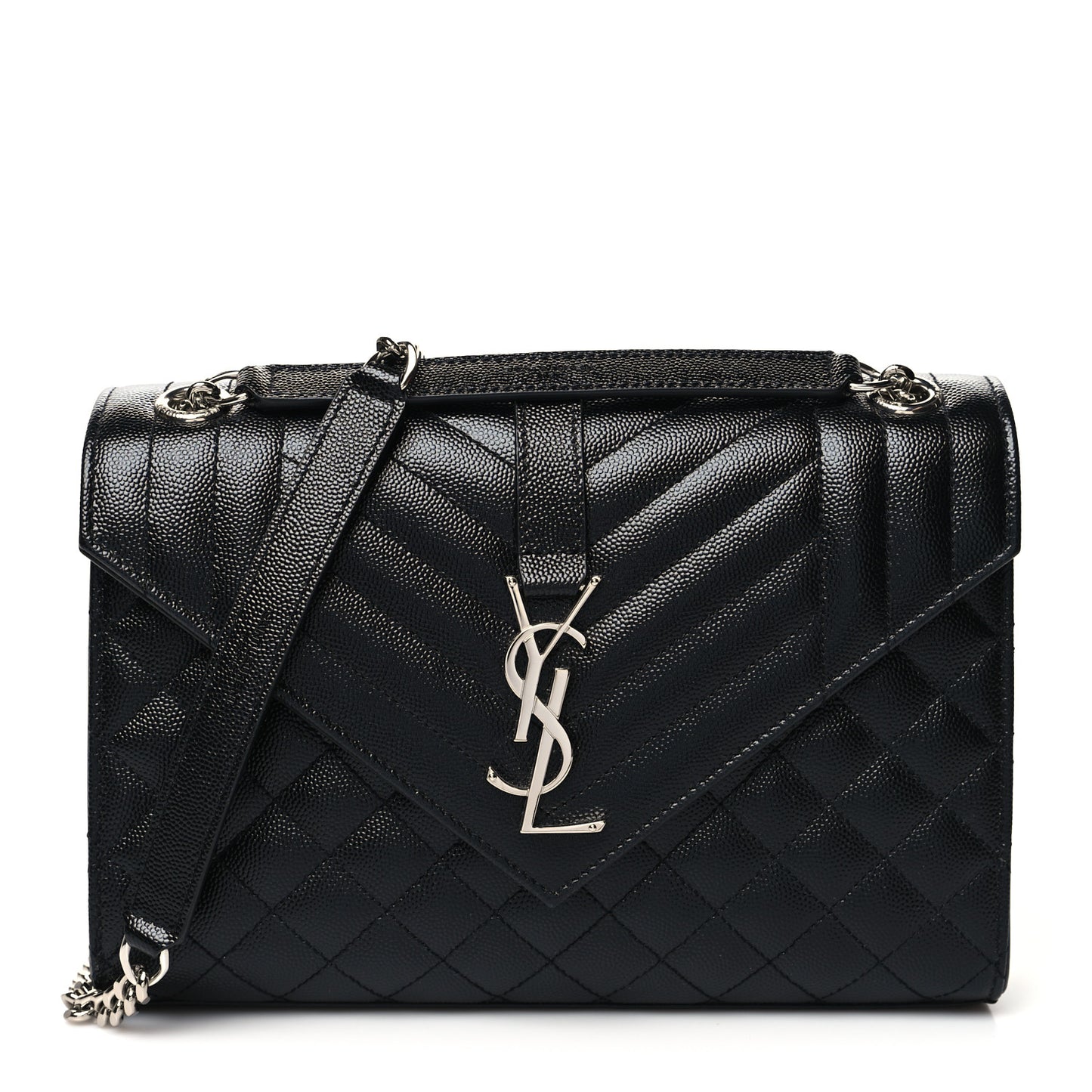 Grain De Poudre Textured Mixed Matelasse Triquilt Medium Monogram Satchel Black
