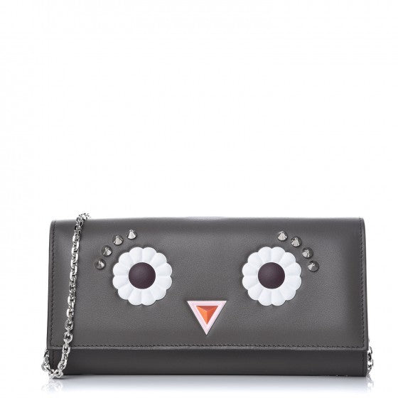 Vitello Century Lucido Hypnoteyes Studded Continental Wallet On Chain Carbone White Multicolor