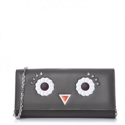 Fendi Vitello Century Lucido Hypnoteyes Studded Continental Wallet On Chain Carbone White Multicolor 1 of 7