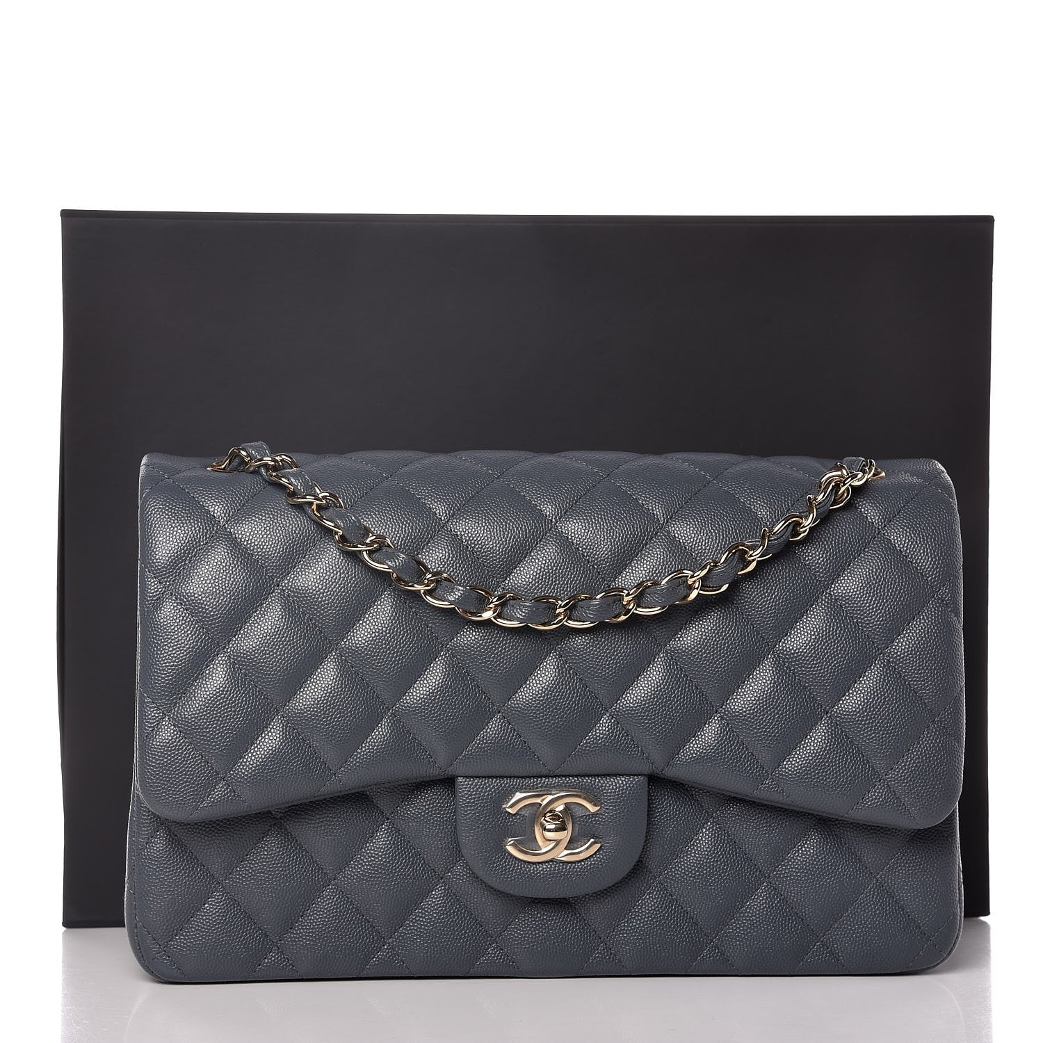 Chanel Caviar Quilted Jumbo Double Flap Dark Grey 9 of 9
