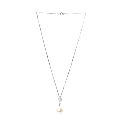 Mikimoto 18K White Gold Akoya Pearl Diamond .54ct Drop Pendant Necklace 2 of 3