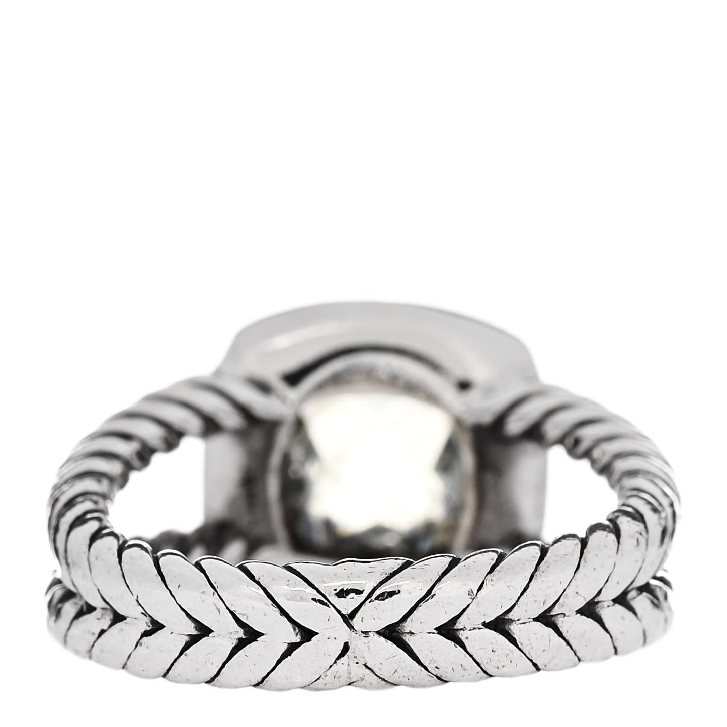 Sterling Silver Diamond Prasiolite 7mm Petite Albion Ring 49 4.75