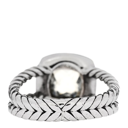 David Yurman Sterling Silver Diamond Prasiolite 7mm Petite Albion Ring 49 4.75 3 of 4