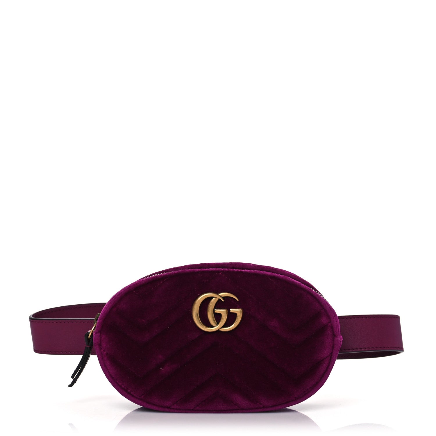 Gucci Velvet Matelasse GG Marmont Belt Bag Fuchsia 85 34 Violet Cyclamen 1 of 15