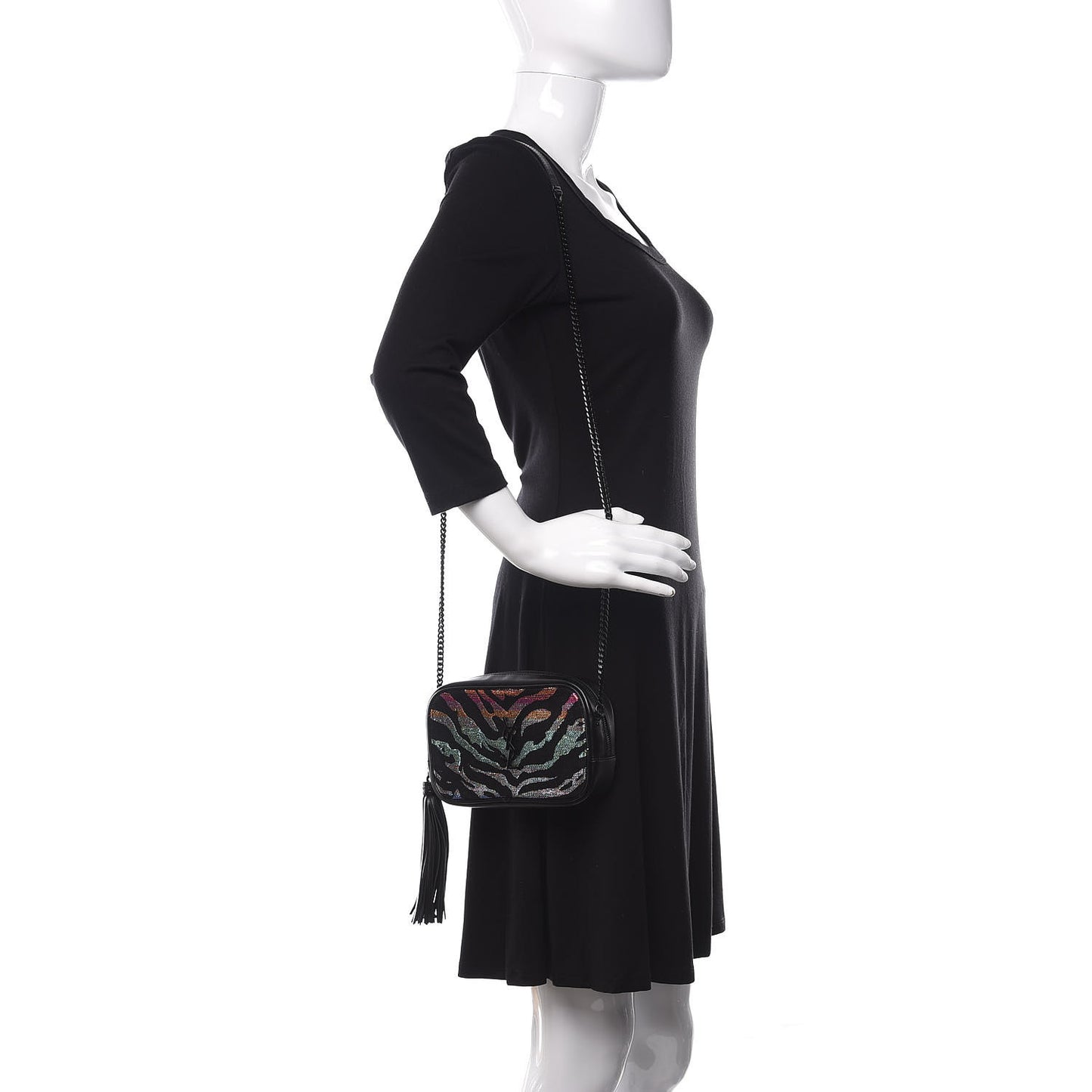 Calfskin Tiger Burnout Monogram Lou Camera Bag Black Multicolor