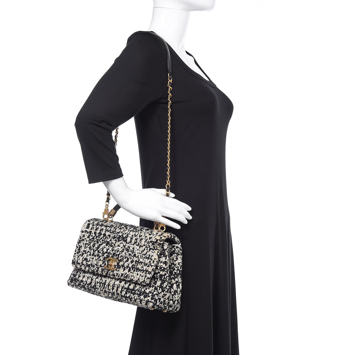 Chanel Crochet Small Coco Handle Flap Black Beige 2 of 18