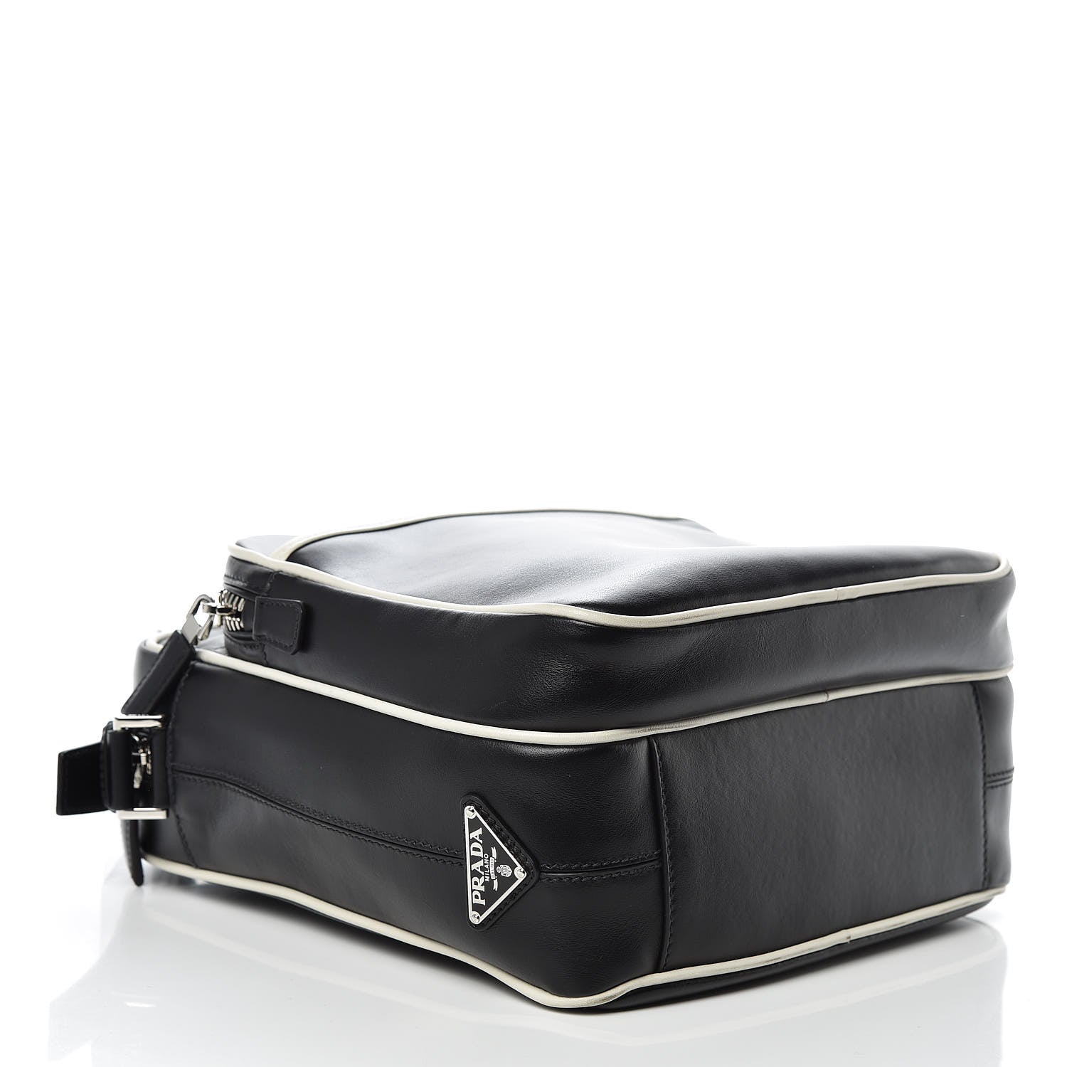 Prada Vitello Bi-Color Crossbody Black Talco 4 of 14