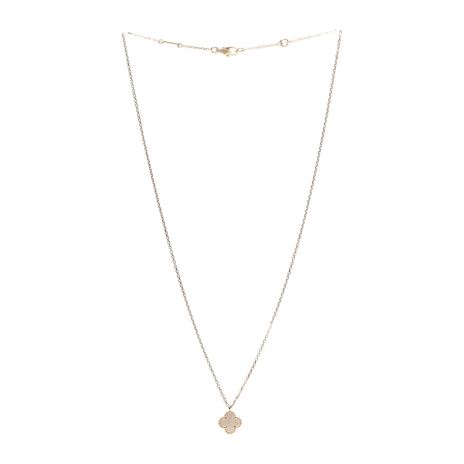 Van Cleef & Arpels 18K Yellow Gold Mother of Pearl Sweet Alhambra Pendant Necklace 3 of 7
