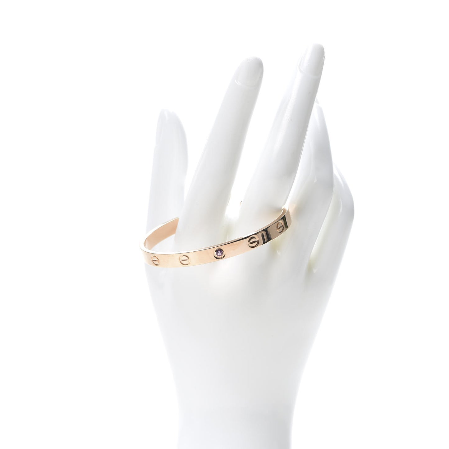 18K Pink Gold Pink Sapphire LOVE Cuff Bracelet 17
