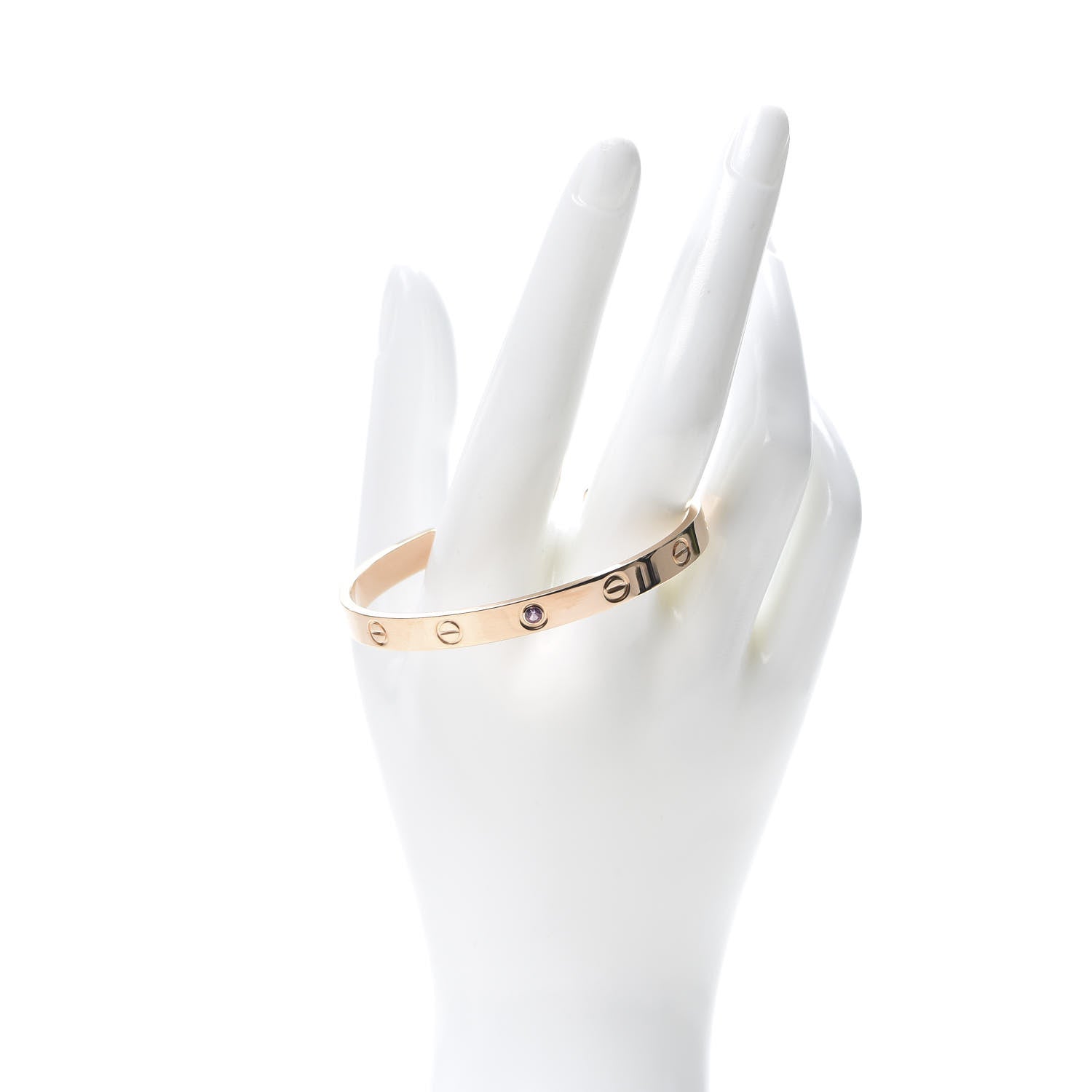 Cartier 18K Pink Gold Pink Sapphire LOVE Cuff Bracelet 17 2 of 5