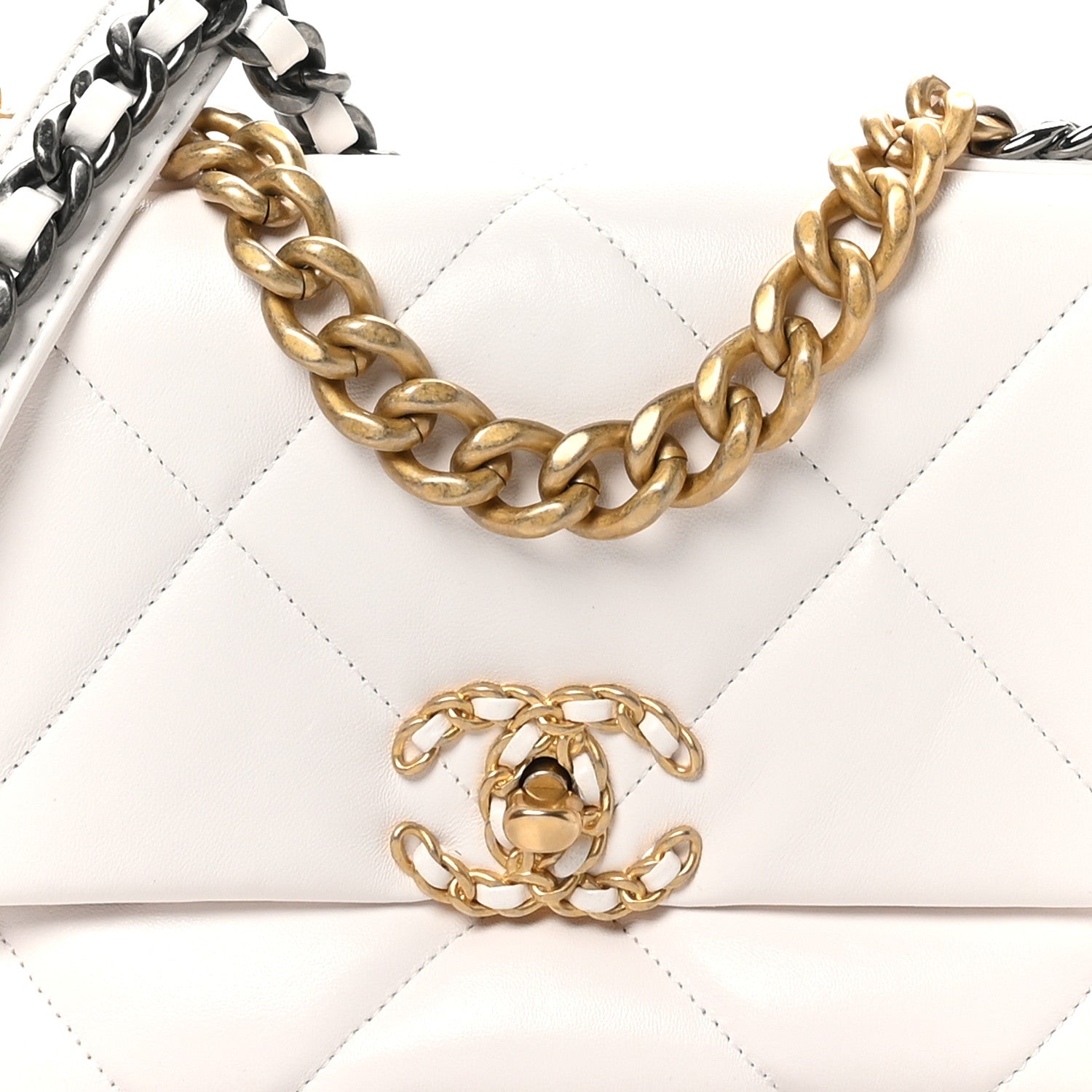 Chanel Lambskin Quilted Medium Chanel 19 Flap White 8 of 11
