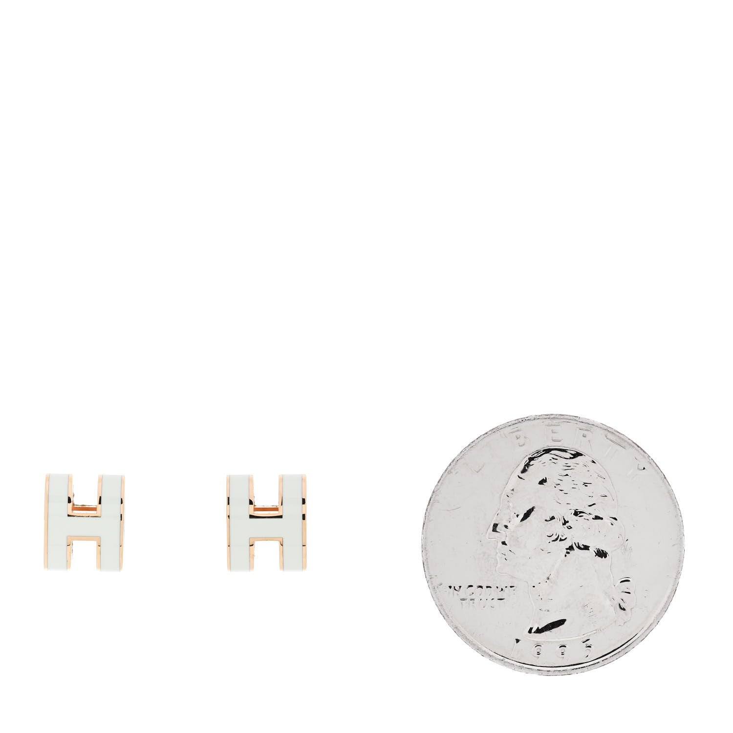 Hermes Rose Gold Lacquered Mini Pop H Earrings Vert Fizz 2 of 6