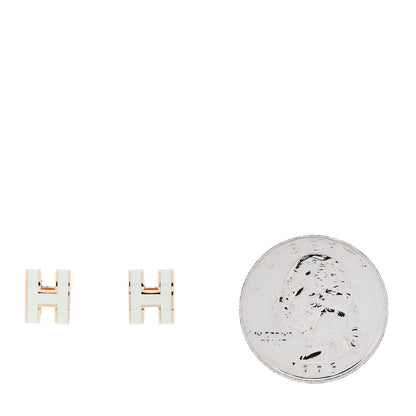 Hermes Rose Gold Lacquered Mini Pop H Earrings Vert Fizz 2 of 6