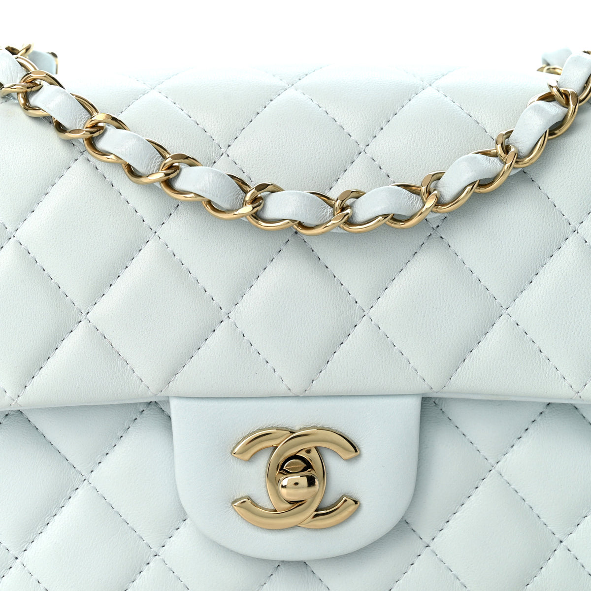 Chanel Lambskin Quilted Mini Rectangular Flap Light Blue 8 of 11