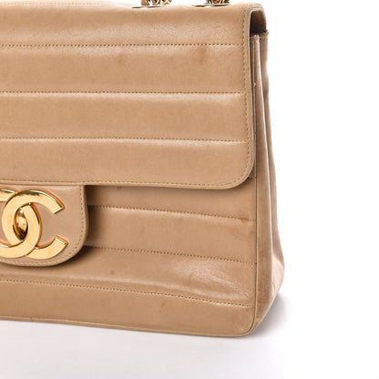 Chanel Lambskin Horizontal Quilt Jumbo Single Flap Beige 10 of 19