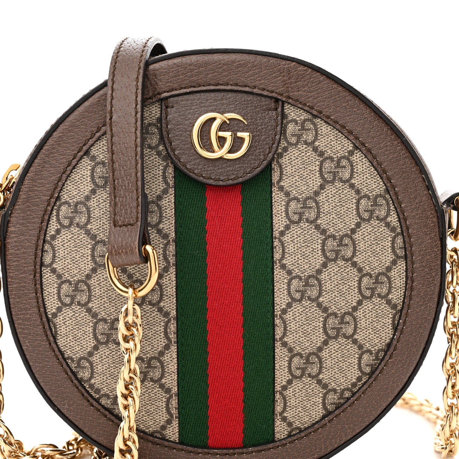 Gucci GG Supreme Monogram Web Mini Ophidia Round Shoulder Bag Brown 8 of 11