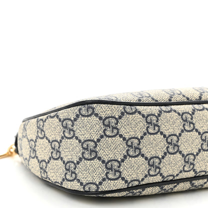 Gucci GG Supreme Monogram Textured Dollar Calfskin Web Small Ophidia GG Handbag Beige Blue 9 of 10