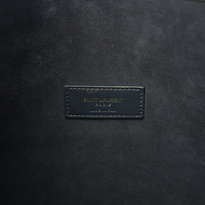 Saint Laurent Calfskin Crocodile Embossed Small Supple Sac de Jour Navy 5 of 8