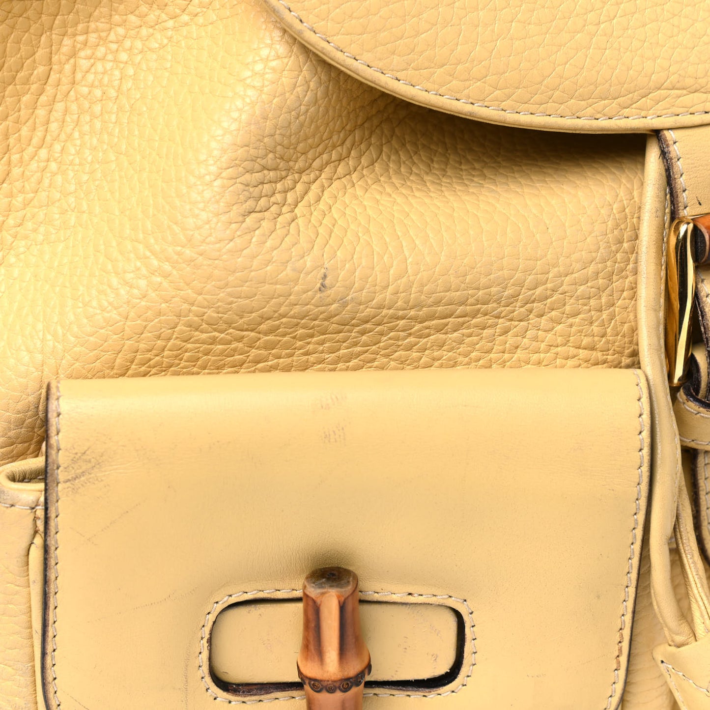 Calfskin Bamboo Medium Backpack Yellow