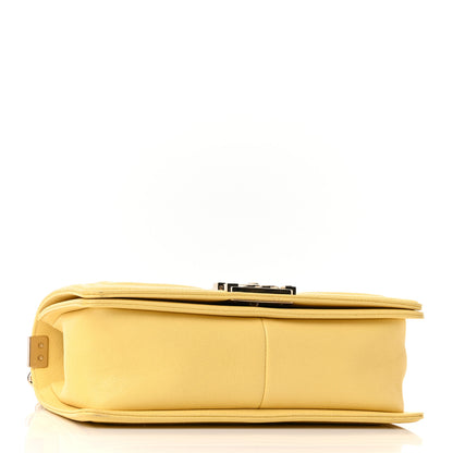 Chanel Caviar Chevron Quilted Medium Boy Flap Yellow 4 of 11