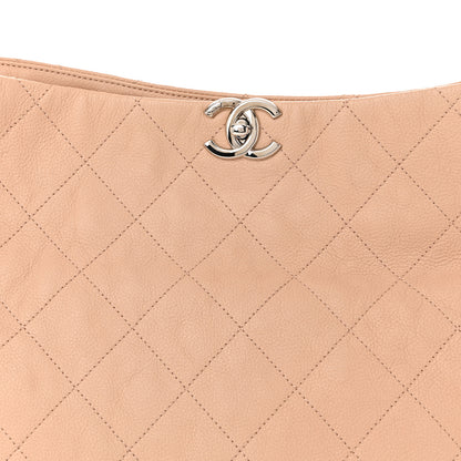Chanel Grained Calfskin Stitched Medium Braided With Style Hobo Beige 8 of 10